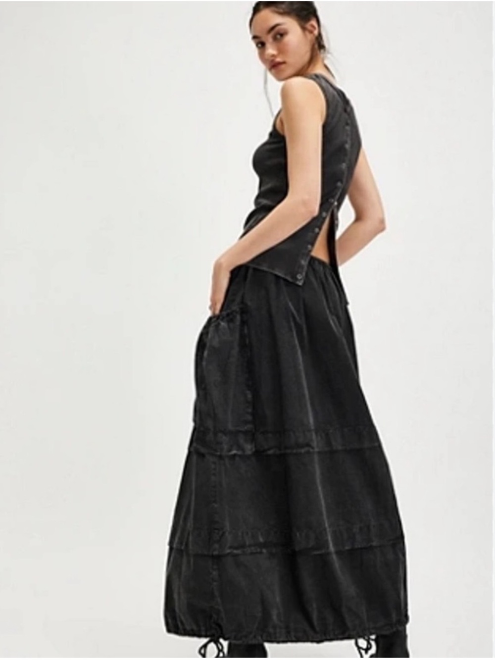 FREE PEOPLE Eloise Black Women's Parachute Maxi Skirt, XS (Will fit Small/Med) - Picture 5 of 15